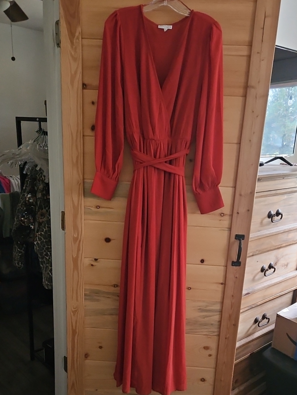 Baltic Born Women's Rust Long Sleeve Wrap Maxi Dress